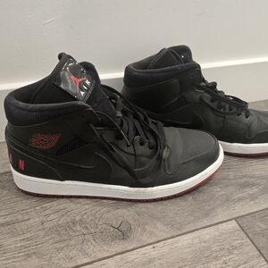 Jordan Black and Red High-Top Sneakers